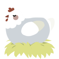 pillow, a mist and white chicken with a head pattern