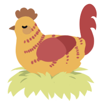 A honey and red chicken with a half-bar pattern