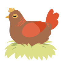 A brown and vermilion chicken with a neck-band pattern