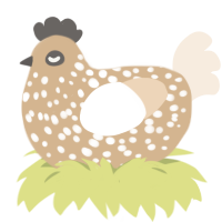 A beige and cream chicken with a speckle pattern