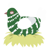 A leaf and mist chicken with a bar pattern
