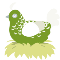 im running out, a chartreuse and white chicken with a half-lace pattern