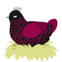 A sable and maroon chicken with a lace pattern