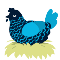 A tumblr and cerulean chicken with a lace pattern