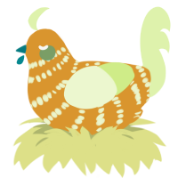 A orange and apple chicken with a bar pattern