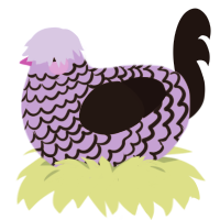 rosewalker, a lilac and sable chicken with a lace pattern