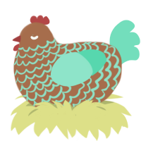 Coral Reef, a brown and mint chicken with a lace pattern
