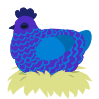 A indigo and sapphire chicken with a lace pattern