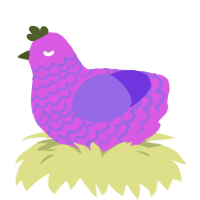 A orchid and blurple chicken with a lace pattern