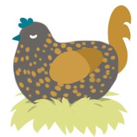 (unnamed), a grey and gold chicken with a speckle pattern