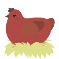 A red and russet chicken with a bar pattern