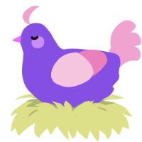 A blurple and pink chicken