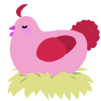 A pink and crimson chicken