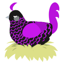 A sable and amethyst chicken with a lace pattern
