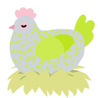 Areca, a mist and lime chicken with a speckle pattern