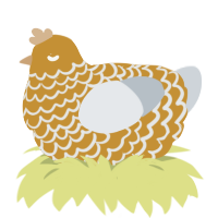 A gold and mist chicken with a lace pattern