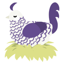 A white and overcast chicken with a lace pattern