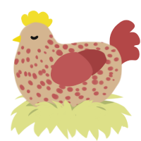 A beige and red chicken with a speckle pattern