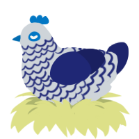 Proto, a mist and navy chicken with a lace pattern