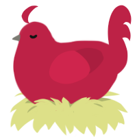 A crimson chicken