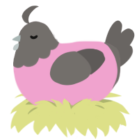 A pink and grey chicken with a head pattern