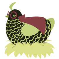 CEASELESS WATCHER, a sable and grass chicken with a lace pattern