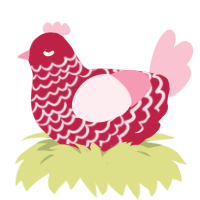 A crimson and rose chicken with a lace pattern