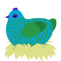 A cerulean and viridian chicken with a lace pattern