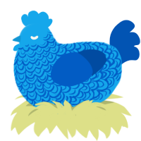 Drowning, a sky and ultramarine chicken with a double-lace pattern