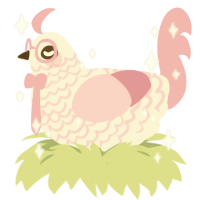 A cream and pink chicken with a lace pattern