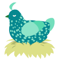 30303 The it, a teal and mint chicken with a speckle pattern