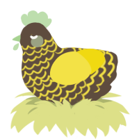 LC Chickpea -1 0 -8, a bark and yellow chicken with a lace pattern