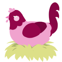(unnamed), a pink and maroon chicken with a head pattern