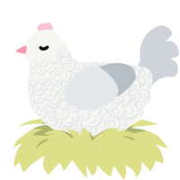 A white and mist chicken with a double-lace pattern