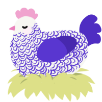 A white and indigo chicken with a double-lace pattern