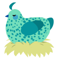Atlanta, a mint and teal chicken with a speckle pattern