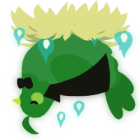 A lil leaf, a viridian and leaf chicken with a head pattern