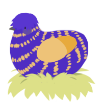 Navybean, a indigo and honey chicken with a bar pattern