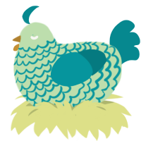 A gluppy and teal chicken with a lace pattern