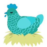 ramune, a turquoise and aqua chicken with a lace pattern
