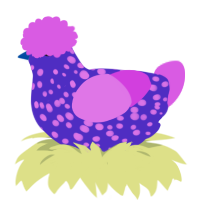A indigo and orchid chicken with a speckle pattern