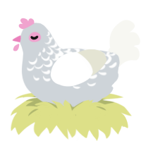 A mist and white chicken with a half-lace pattern
