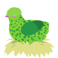 A grass and viridian chicken with a speckle pattern