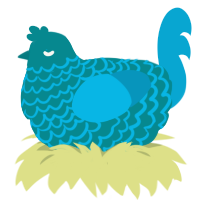 A teal and cerulean chicken with a lace pattern