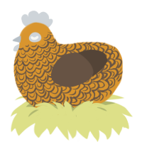A orange and bark chicken with a double-lace pattern