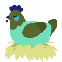 Isle, a mint and olive chicken with a head pattern