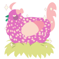 A orchid and pink chicken with a speckle pattern