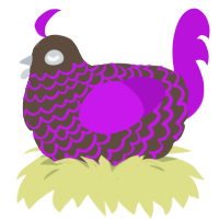 A bark and amethyst chicken with a lace pattern