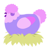 A lilac and lavender chicken with a head pattern