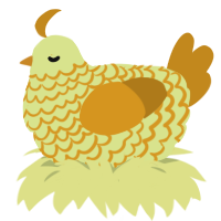 A lemon and ochre chicken with a lace pattern